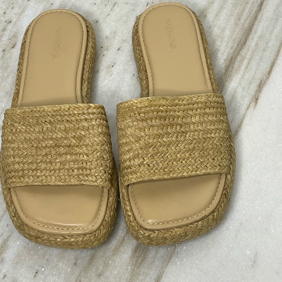 Vince sandals raffia slide mule sz 6 Natural Woven - Picture 1 of 7
